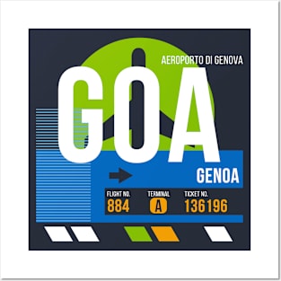 Genoa (GOA) Airport // Retro Sunset Baggage Tag Posters and Art